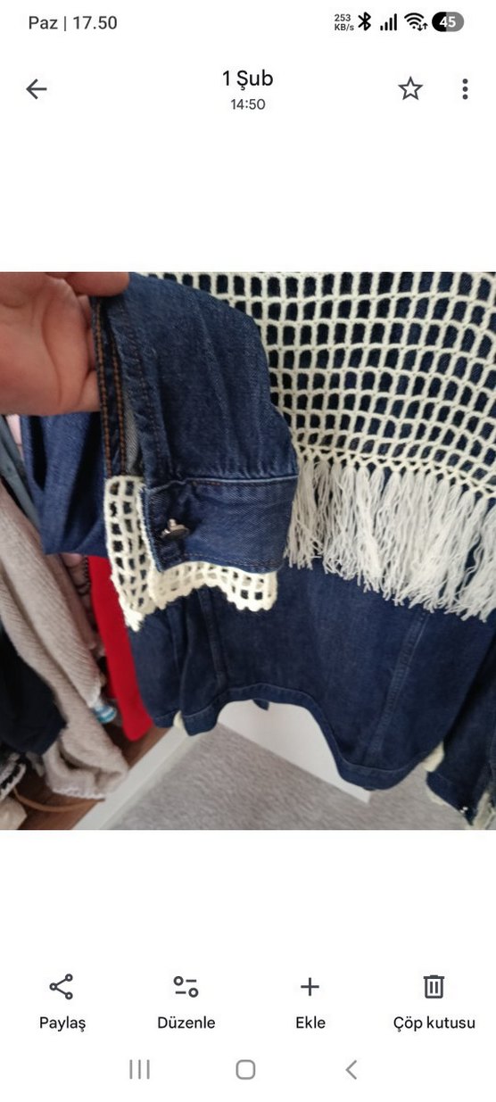 Düğmeli Kadın Kot Ceket Mavi - Görsel 3