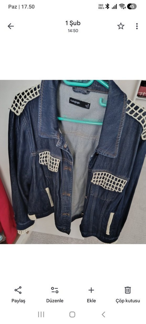 Düğmeli Kadın Kot Ceket Mavi - Görsel 5