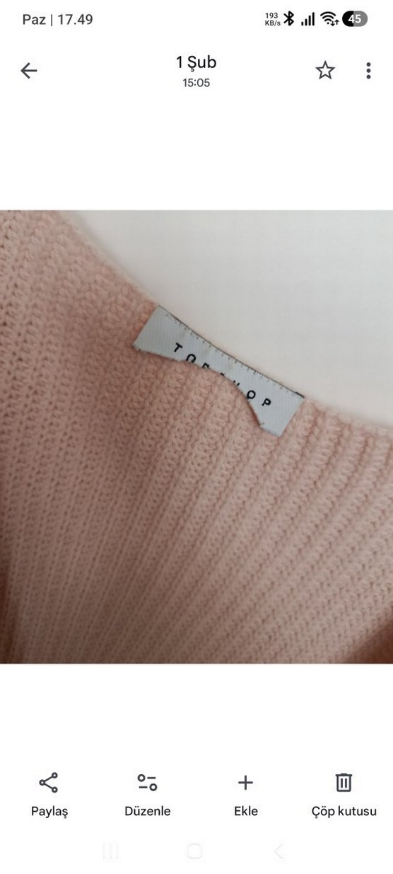 Bej V Yakalı Örgü Kadın Kazak - Görsel 2