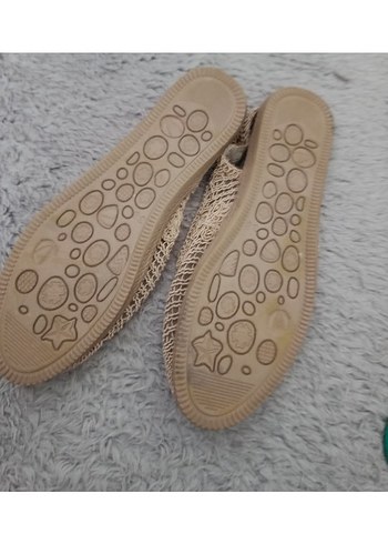 Bej Nakışlı Örgü Kadın Dolgu Topuklu Sandalet - Görsel 2