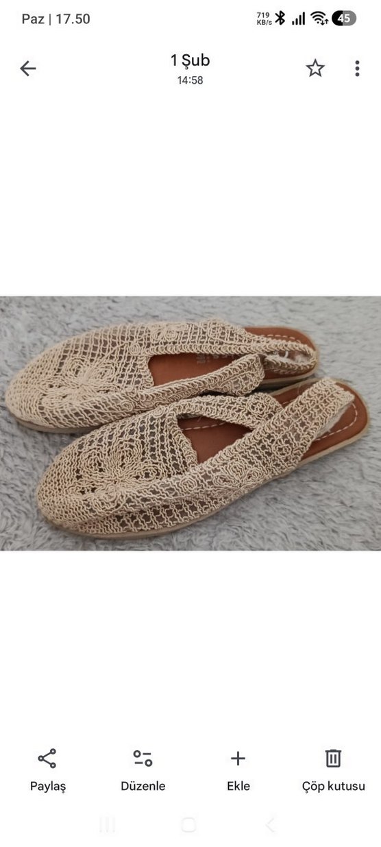 Bej Nakışlı Örgü Kadın Dolgu Topuklu Sandalet - Görsel 3