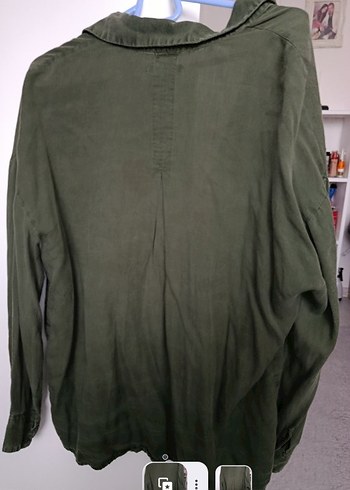 Düğmeli Bol Kesim kadin Keten gomlek barshka - Görsel 3