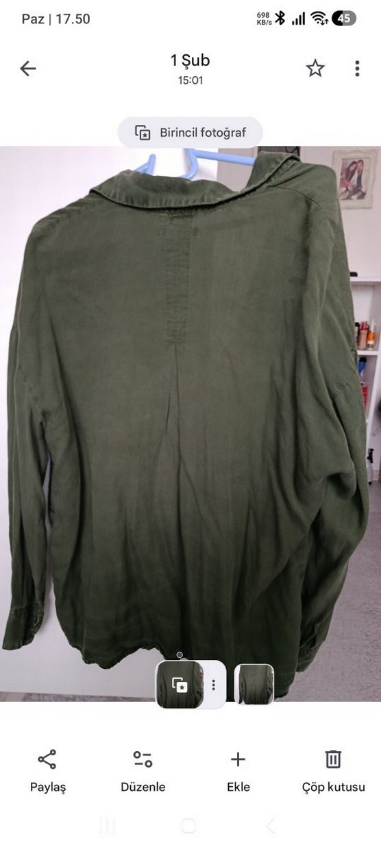 Düğmeli Bol Kesim kadin Keten gomlek barshka - Görsel 3