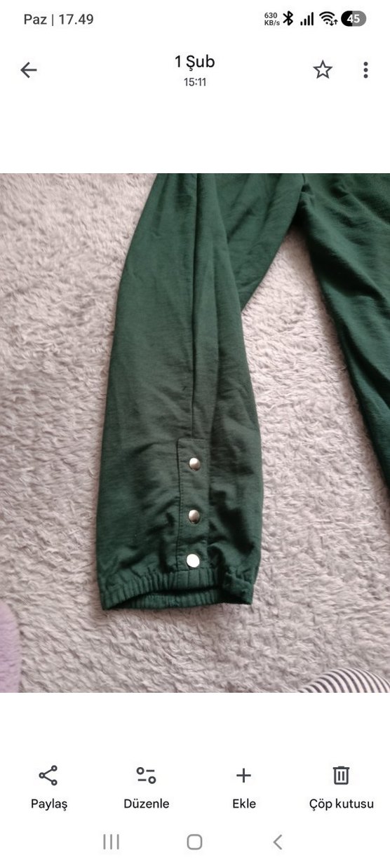 Kısa Kollu Fermuarlı Yeşil Bluz alt ust - Görsel 3