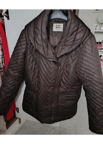 Kahverengi Kapüşonlu Fermuarlı Kadın Mont - Görsel 5