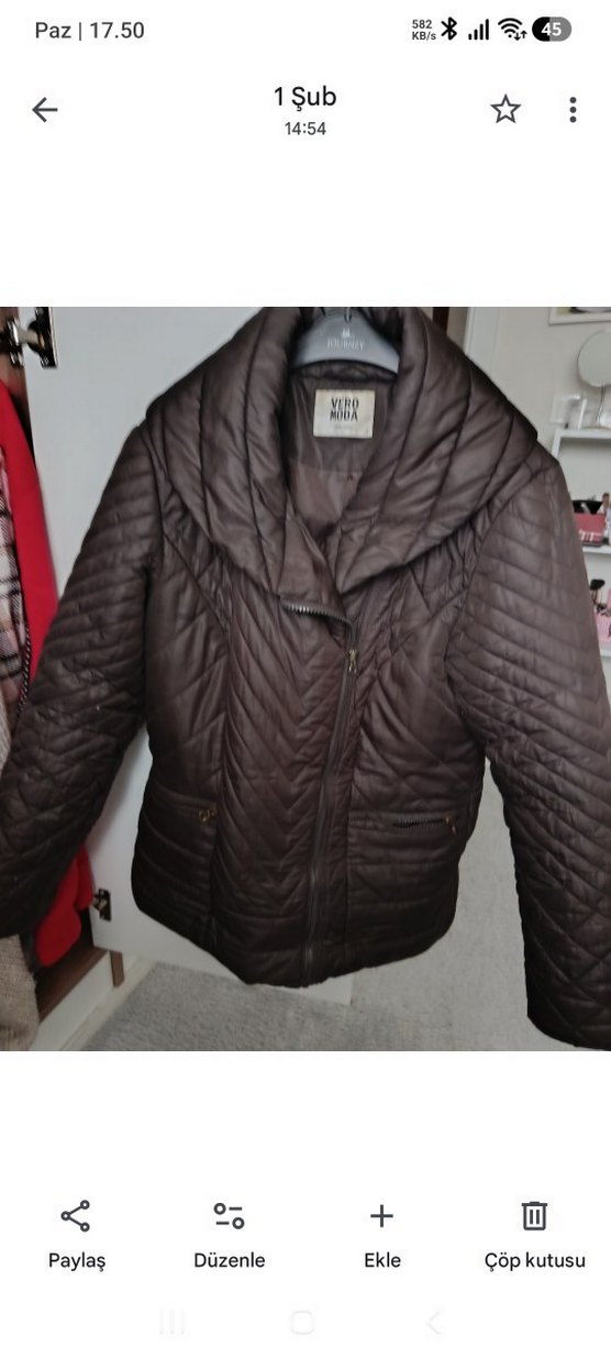 Kahverengi Kapüşonlu Fermuarlı Kadın Mont - Görsel 5