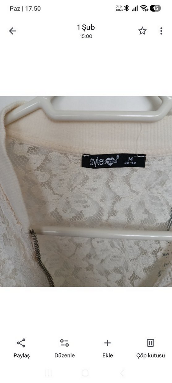 Dantel Detaylı Beyaz V Yaka Kadın Ceket - Görsel 2