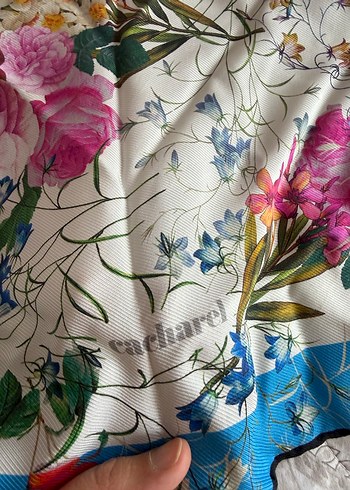 Çiçek Desenli cacharel ipek teli eşarp - Görsel 4