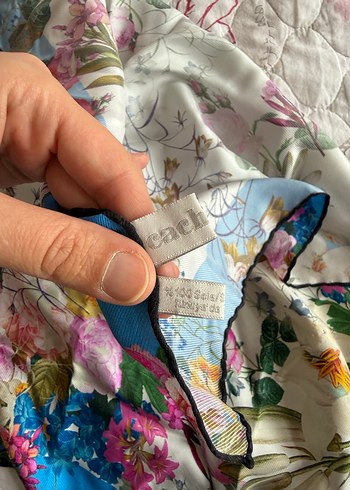 Çiçek Desenli cacharel ipek teli eşarp - Görsel 3