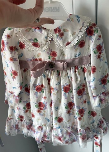 Çiçek Desenli Uzun Kollu Kız Elbisesi - Görsel 2