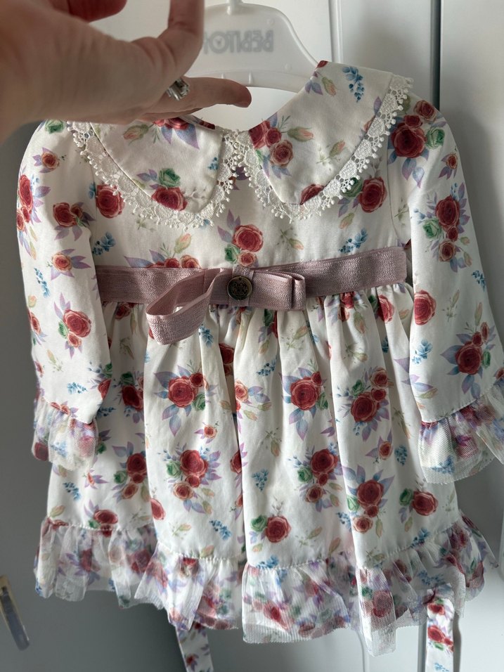 Çiçek Desenli Uzun Kollu Kız Elbisesi - Görsel 2