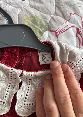 Bordo Uzun Kollu Fırfırlı Kız Elbise - Görsel 2