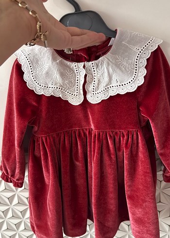 Bordo Uzun Kollu Fırfırlı Kız Elbise - Görsel 4