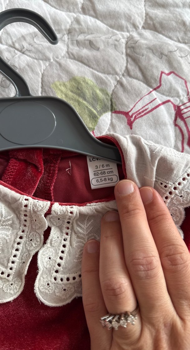 Bordo Uzun Kollu Fırfırlı Kız Elbise - Görsel 2