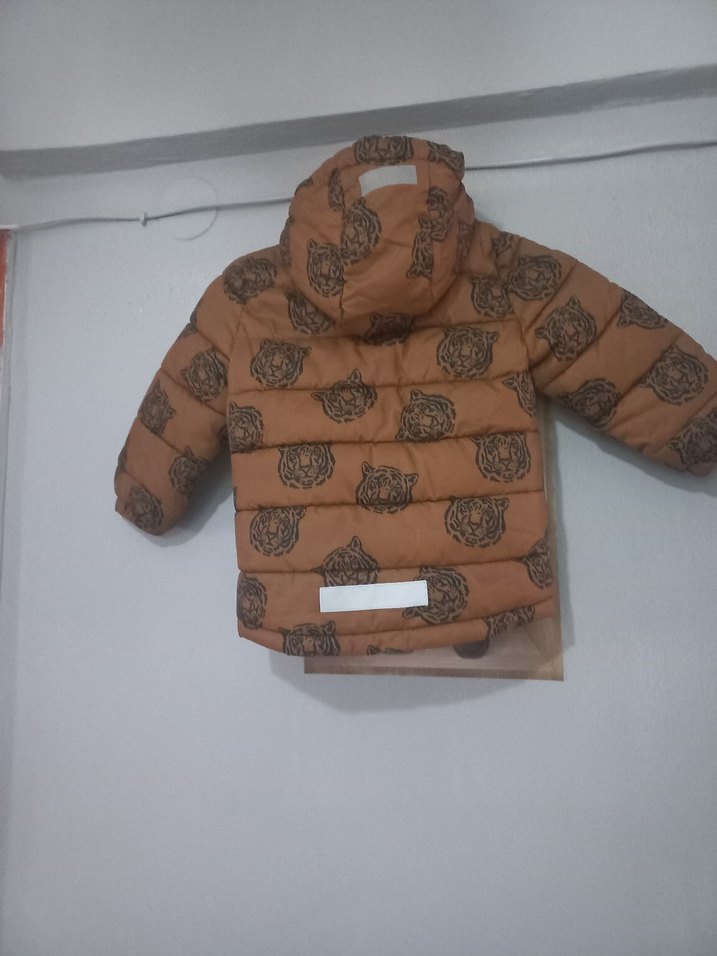 Kapüşonlu, Desenli Kahverengi Erkek Çocuk Mont - Görsel 2