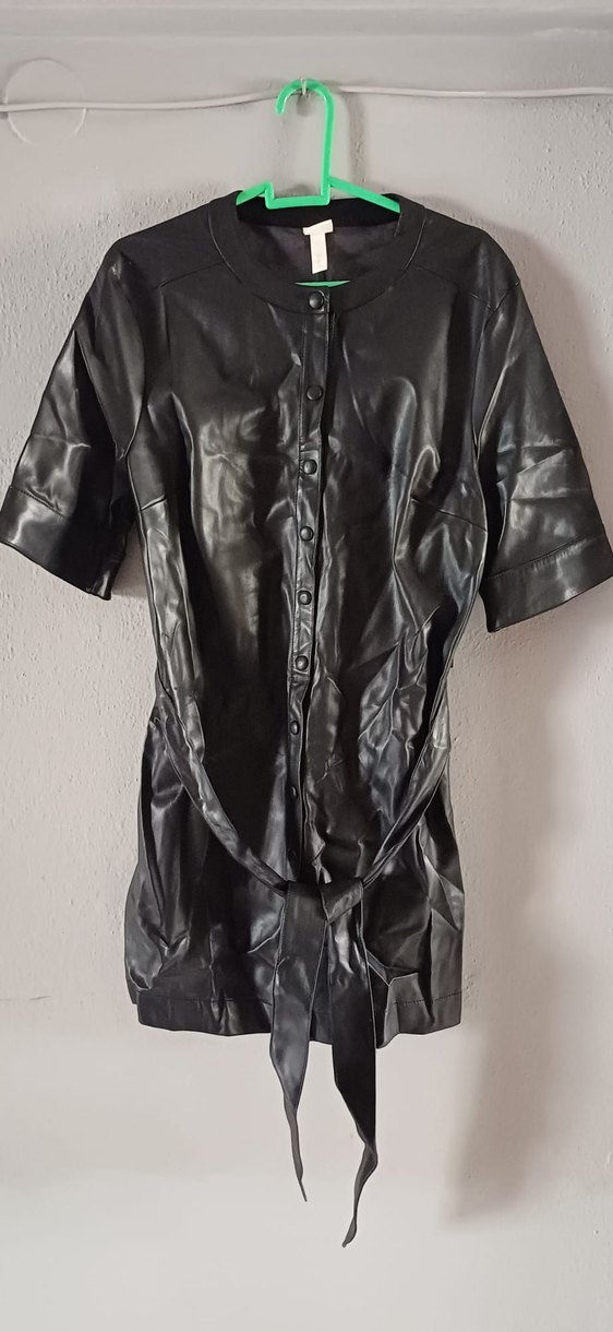 Kemerli Siyah Kadın Deri Ceket Mini Kesim - Görsel 2