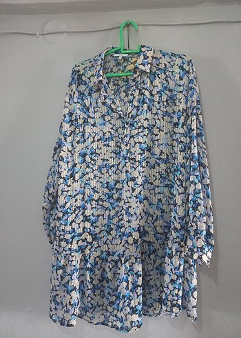 Bohem Gri-Mavi Piliseli Uzun Kollu Tunik - Görsel 2