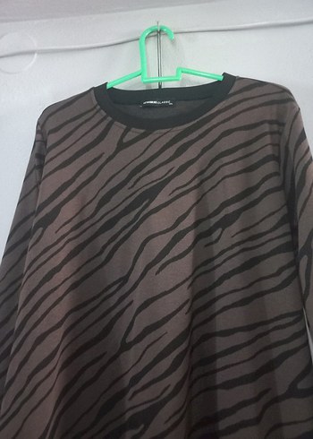 Kahverengi Zebra Desenli Uzun Kollu Tunik - Görsel 2