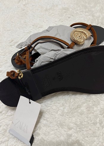 Zara Taba Süet Sandalet - Görsel 4