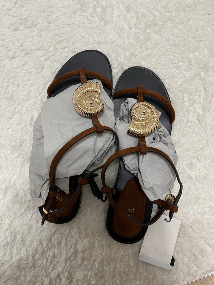 Zara Taba Süet Sandalet - Görsel 2