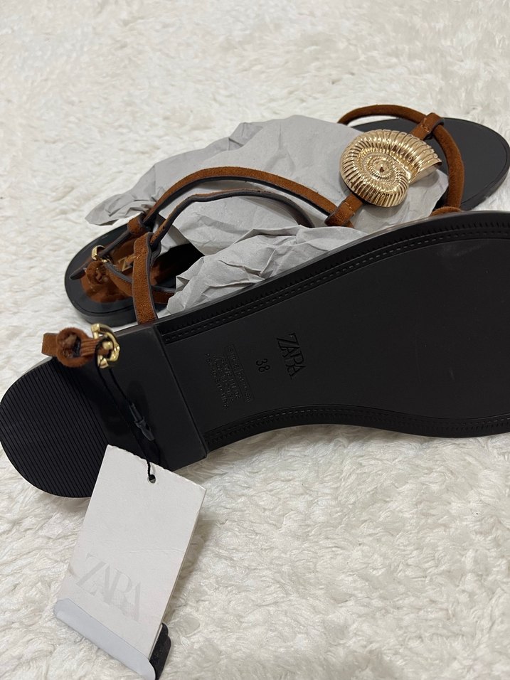 Zara Taba Süet Sandalet - Görsel 4