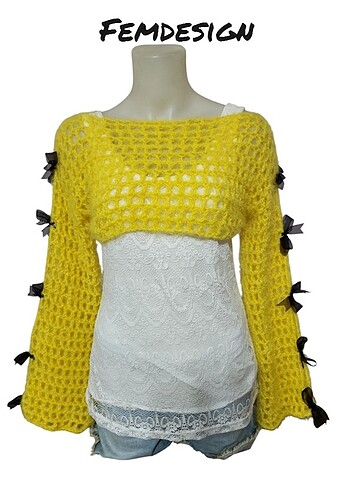 38 Beden sarı Renk Sarı yumoş crop top