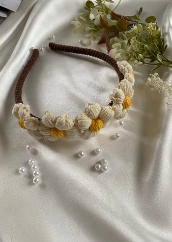 Pofuduk papatyalı Örgü Çiçekli taç - Görsel 2
