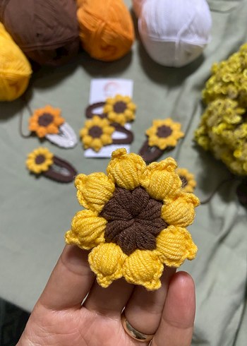 Ayçiçeği Örgü Çocuk Toka Seti - Görsel 2