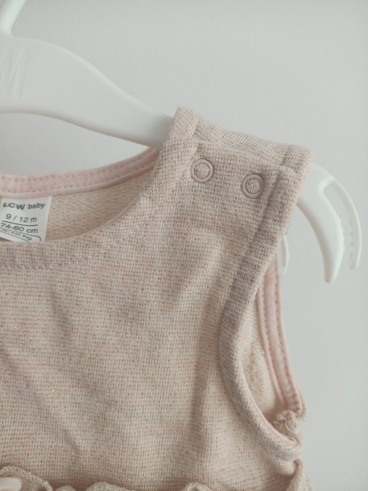 Kız Çocuk Nakışlı Kolsuz Bej Elbise - Görsel 3