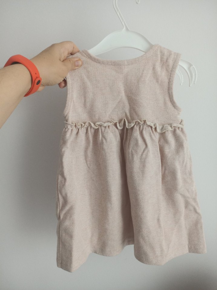 Kız Çocuk Nakışlı Kolsuz Bej Elbise - Görsel 2