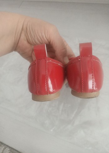 22 numara Kız Çocuk Kırmızı Fiyonklu Babet Ayakkabı - Görsel 3