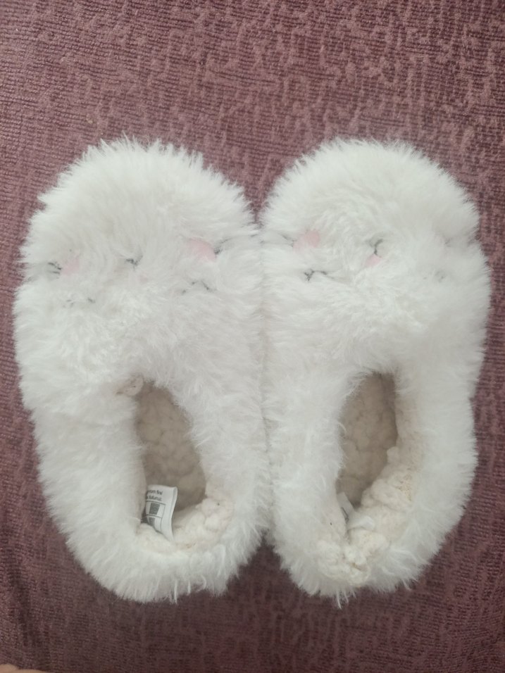 Kızlar için Beyaz Kürklü Sıcak Terlik - Görsel 2