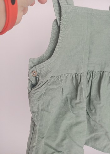 Kız Çocuk Keten Düğmeli Askılı Tulum - Görsel 3