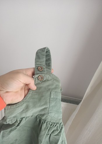 Kız Çocuk Keten Düğmeli Askılı Tulum - Görsel 4