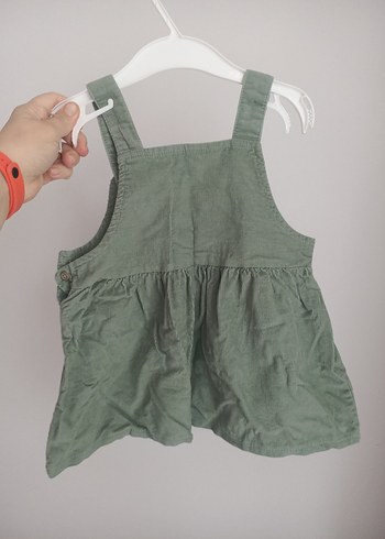 Kız Çocuk Keten Düğmeli Askılı Tulum - Görsel 2