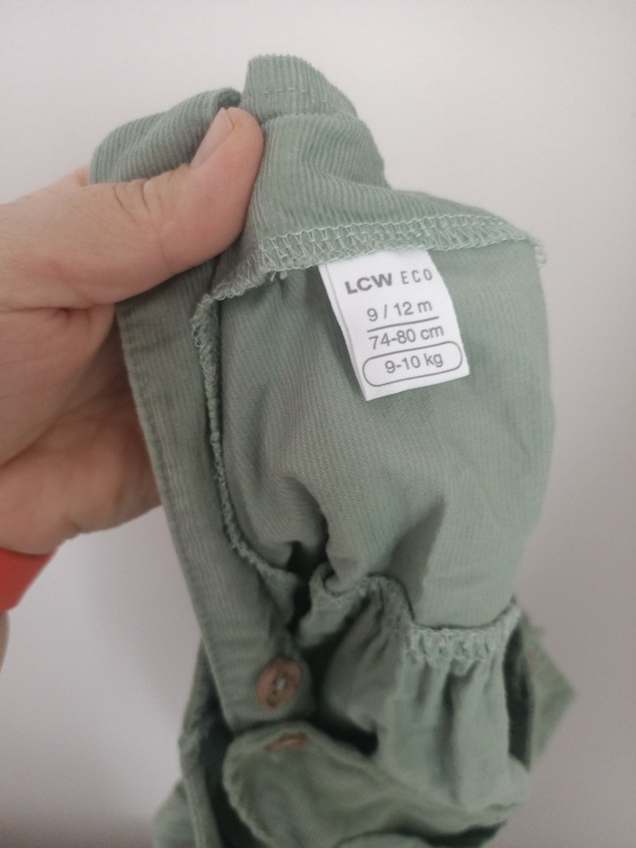 Kız Çocuk Keten Düğmeli Askılı Tulum - Görsel 5