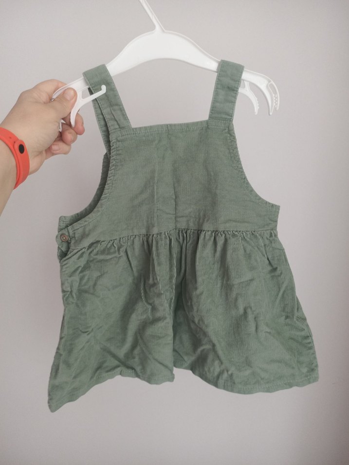 Kız Çocuk Keten Düğmeli Askılı Tulum - Görsel 2