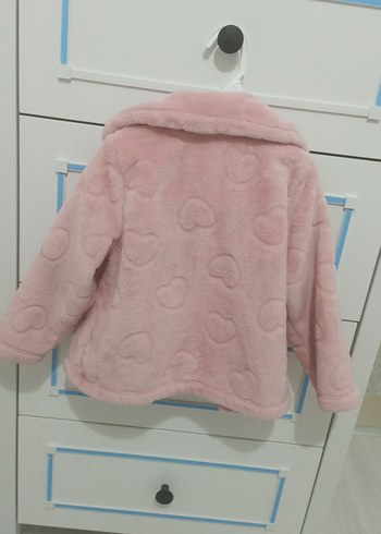 Kız Çocuk 18-24 ay Pembe Peluş Detaylı Ceket - Görsel 2