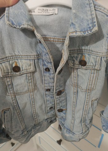 Kız Çocuk Mavi Düğmeli Kot Ceket - Görsel 4