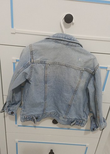 Kız Çocuk Mavi Düğmeli Kot Ceket - Görsel 2