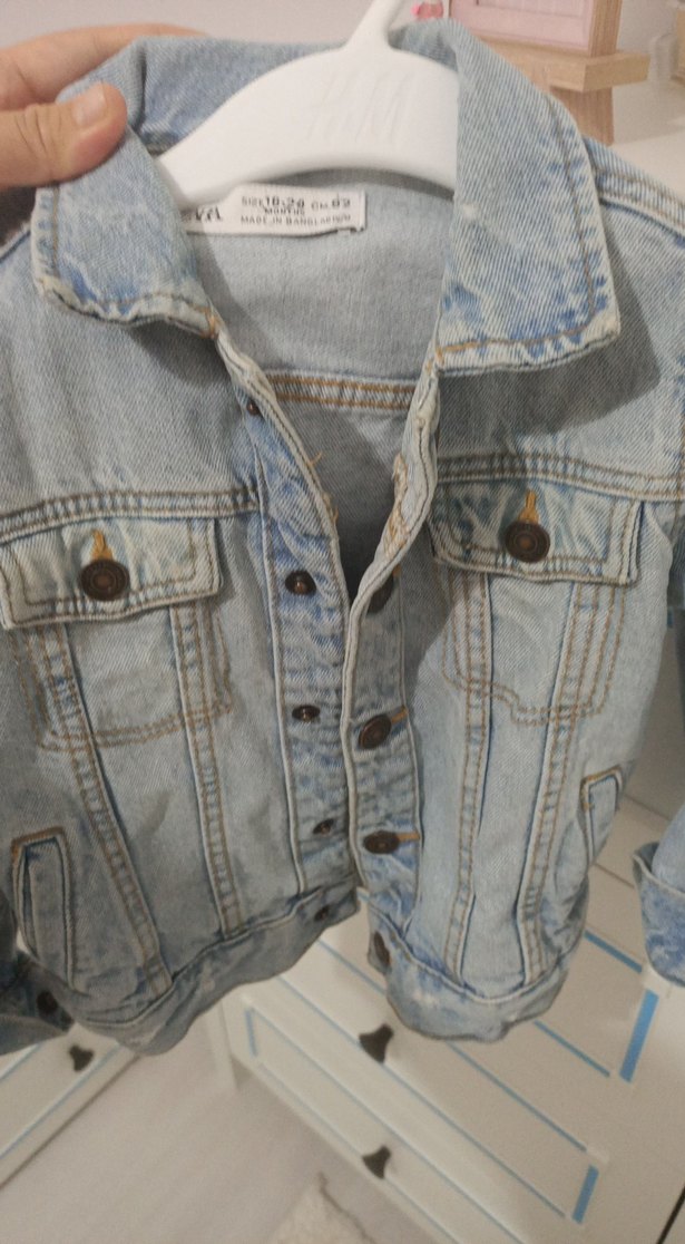 Kız Çocuk Mavi Düğmeli Kot Ceket - Görsel 4