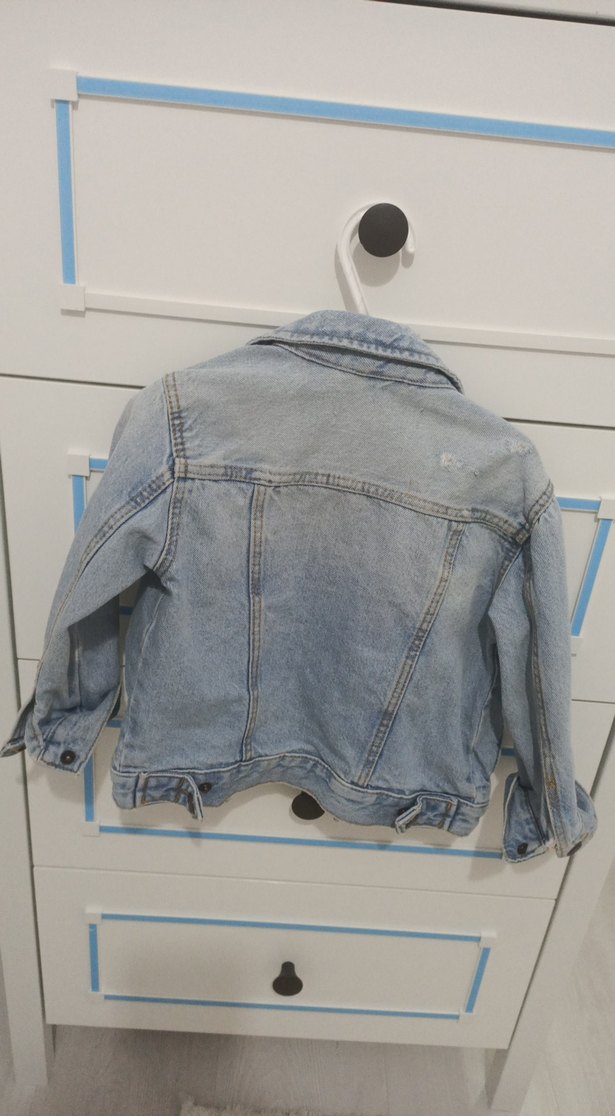 Kız Çocuk Mavi Düğmeli Kot Ceket - Görsel 2