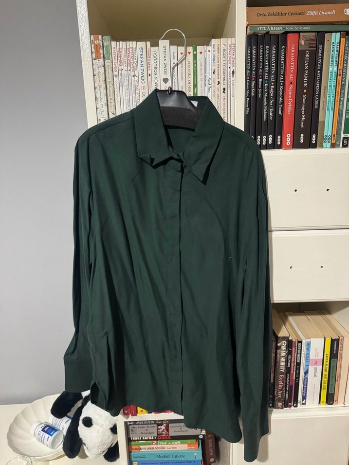 Mango Kadın Koyu Yeşil Gömlek - Görsel 4