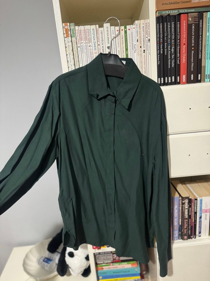 Mango Kadın Koyu Yeşil Gömlek - Görsel 3