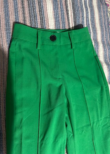 Yeşil Pilili Kadın Kumaş Pantolon - Görsel 2