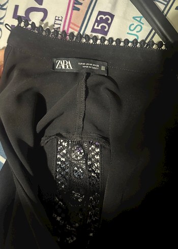 Zara Dantel Detaylı Siyah Midi Kadın Tulum - Görsel 4