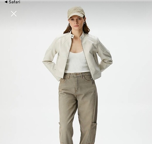 beyaz deri ceket - Görsel 4