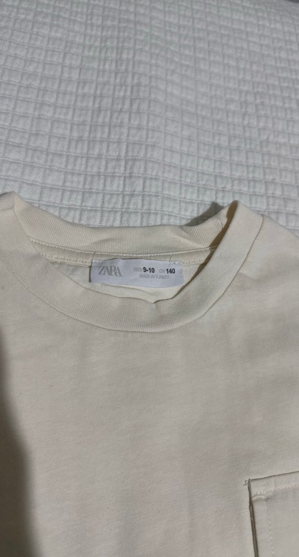 Zara Erkek pamuklu Kısa Kollu Beyaz Tişört 9/10 yaş - Görsel 5