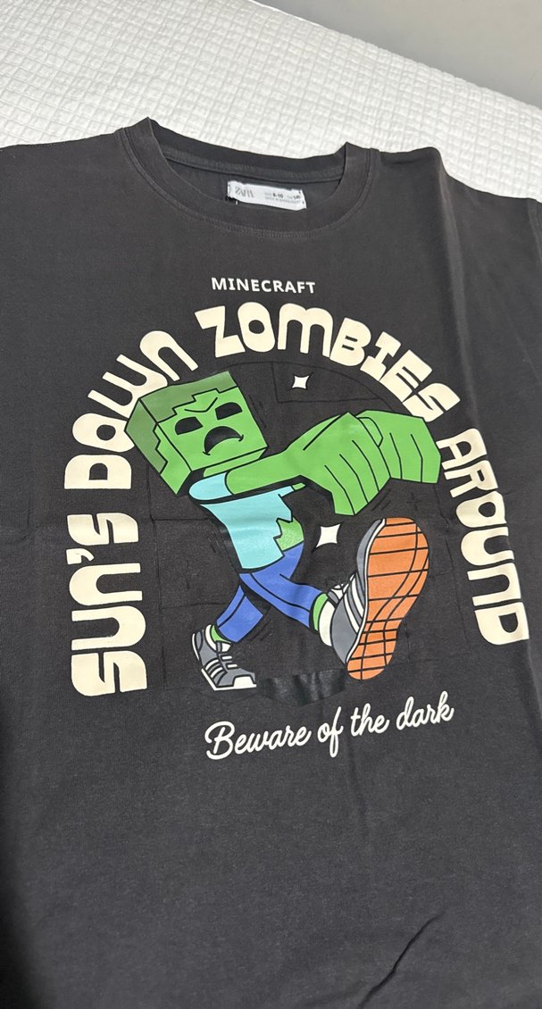 Zara Minecraft Baskılı Siyah Erkek T-shirt 9-10 yaş - Görsel 4