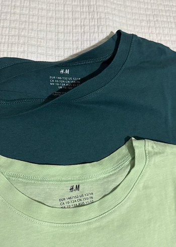 H&M 2 adet Erkek Çocuk mint ve ördek Yeşili kısa kollu tişört - Görsel 2